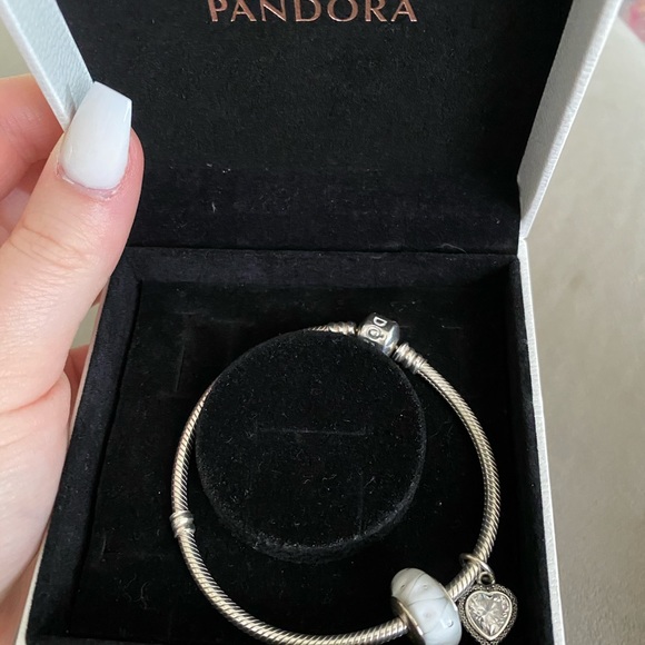 AUTHENTIC PANDORA BRACELET WITH 2 CHARMS💗 - Picture 1 of 4